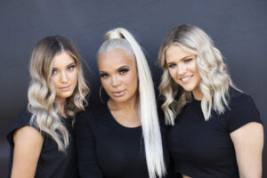 Three Blonde and Balayage girls styled by Kasey Lee Blonde Specialist team of hair stylists.